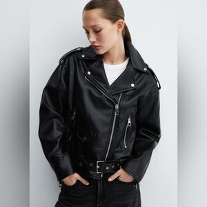 MANGO FAUX-LEATHER BIKER JACKET